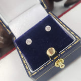 14k white gold diamond bezel studs earrings - .16ct tw