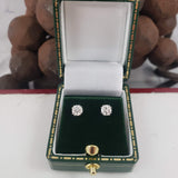 14k white gold old European cut diamond studs earrings - .53ct tw