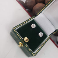 14k white gold old European cut diamond studs earrings - .53ct tw