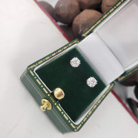 14k white gold old European cut diamond studs earrings - .53ct tw