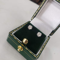 14k white gold old European cut diamond studs earrings - .53ct tw