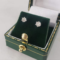 14k white gold old mine cut diamond studs earrings - .37ct tw
