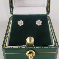 14k white gold old mine cut diamond studs earrings - .37ct tw