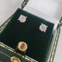 14k white gold old European cut diamond studs earrings - .37ct tw