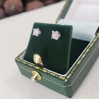 14k white gold old European cut diamond studs earrings - .37ct tw