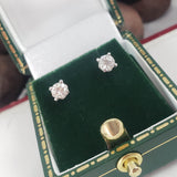 14k white gold old European cut diamond studs earrings - .37ct tw