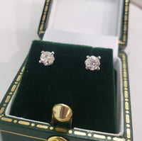14k white gold old European cut diamond studs earrings - .37ct tw