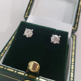 14k white gold old European cut diamond studs earrings - .37ct tw