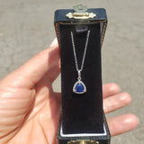 14k gold white gold sapphire & diamond halo necklace pendant