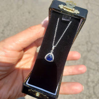 14k gold white gold sapphire & diamond halo necklace pendant