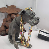 18k Yellow Gold semi precious multi-stone estate bracelet