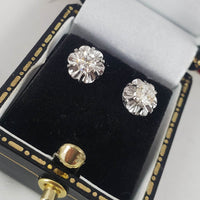 14k white gold European cut diamond vintage studs earrings - screw back - apx .39ct