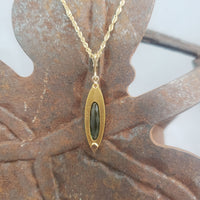 14k gold Victorian green tourmaline & diamonds necklace pendant lavaliere