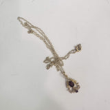 10k gold Victorian amethyst & seed pearl necklace pendant lavaliere