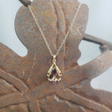 10k gold Victorian amethyst & seed pearl necklace pendant lavaliere