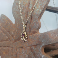 10k gold Victorian amethyst & seed pearl necklace pendant lavaliere