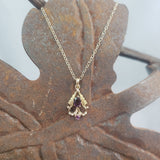 10k gold Victorian amethyst & seed pearl necklace pendant lavaliere