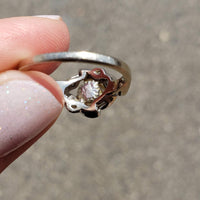 14k white gold Retro pearl & diamond ring
