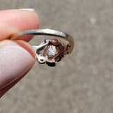 14k white gold Retro pearl & diamond ring