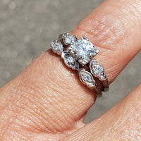 platinum vintage diamond bridal set - apx .62ct tw
