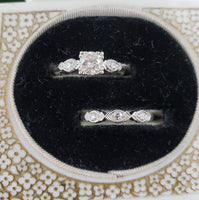 platinum vintage diamond bridal set - apx .62ct tw