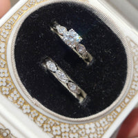 platinum vintage diamond bridal set - apx .62ct tw