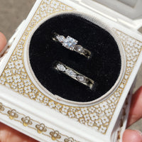 platinum vintage diamond bridal set - apx .62ct tw