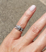 platinum vintage diamond bridal set - apx .62ct tw