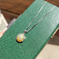 platinum & 14k white gold Opal DECO style necklace pendant