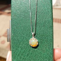 platinum & 14k white gold Opal DECO style necklace pendant