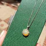 platinum & 14k white gold Opal DECO style necklace pendant