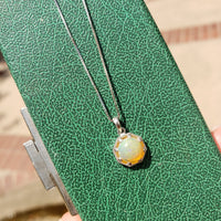 platinum & 14k white gold Opal DECO style necklace pendant