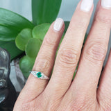 18k white gold Emerald Art Deco estate ring