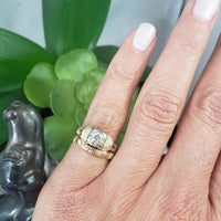 14k gold two tone vintage diamond bridal set - apx .16ct