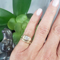 14k gold two tone vintage diamond bridal set - apx .16ct