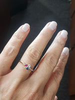 14k band  - 9k gold Victorian ruby, blue sapphire & rose cut diamond clover ring - red white & blue