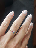 14k band  - 9k gold Victorian ruby, blue sapphire & rose cut diamond clover ring - red white & blue