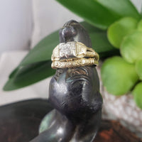 14k gold two tone vintage diamond bridal set - apx .16ct