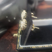 14k gold old European cut diamond Deco style halo studs - .74ct tw