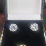 14k white gold European cut diamond Deco style scroll studs - .64ct tw