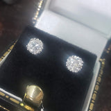 14k white gold European cut diamond Deco style scroll studs - .64ct tw