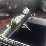14k white gold European cut diamond Deco style scroll studs - .64ct tw