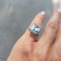 14k gold emerald cut Aquamarine c.1920's Belais estate Deco Ring
