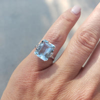 14k gold emerald cut Aquamarine c.1920's Belais estate Deco Ring