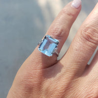 14k gold emerald cut Aquamarine c.1920's Belais estate Deco Ring