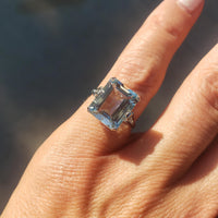 14k gold emerald cut Aquamarine c.1920's Belais estate Deco Ring
