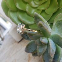 Platinum & 14k gold two tone Art Deco European cut Diamond & green tzavorite garnet estate Ring