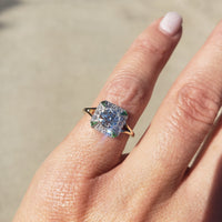 Platinum & 14k gold two tone Art Deco European cut Diamond & green tzavorite garnet estate Ring