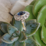 platinum oval blue sapphire & diamond Deco estate ring