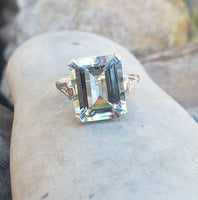 14k gold emerald cut Aquamarine c.1920's Belais estate Deco Ring